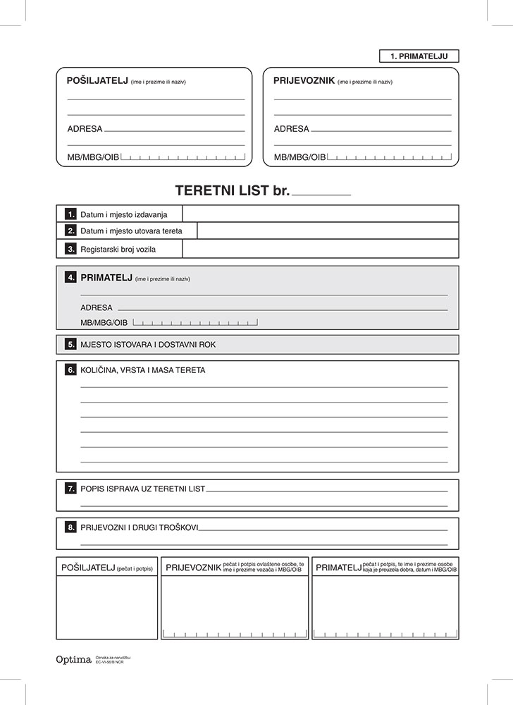 237496-EC Teretni list EC-VI-56/B NCR, blok A4, 3x50 L OPTIMA